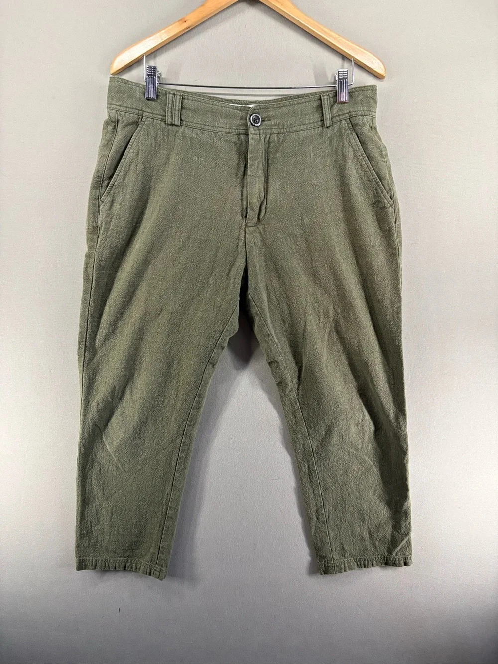 I LOVE UGLY Slim Kobe Pant Green Cropped Leg Straight Fit Casual Trousers sz L
